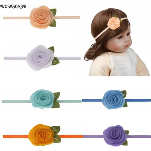 4cm baby Headband Girls Felt Flower Crown Headbands Rose Leaves Elastic hair band Kids Photography Props baby Hair Accessories