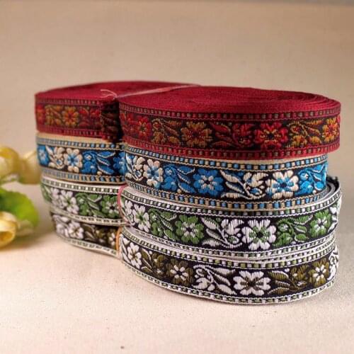 5 Yards 2 cm Retro Jacquard Webbing Fine Quality Ribbon for Apparels Bags Bedding Curtain Webbing for Pets Collar Guitar Straps