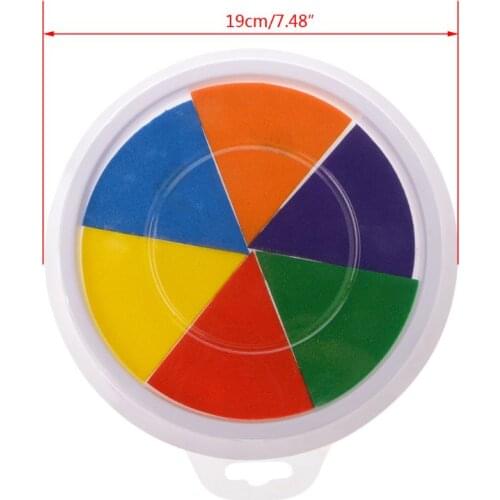 6 Colors Ink Pad Stamp DIY Finger Painting Craft Cardmaking Large Round For Kids 53CF