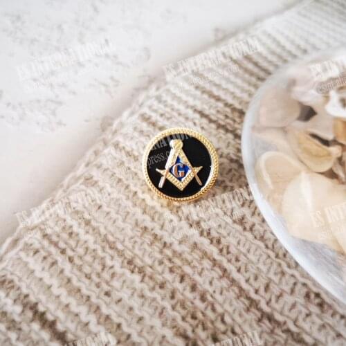 Wholesale Masonic Lapel Pins Badge Mason Freemason LPM055 black Round Mason 1.4cm