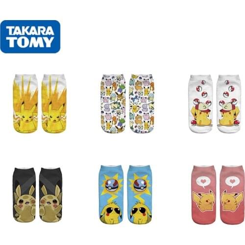 Takara Tomy Pokemon Action Figure Pikachu Couple Boat Socks Anime Cosplay Props Accessories Men and Women Cotton Ankle Socks