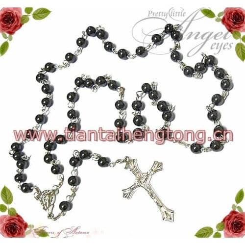 Free shipping 1pcs/pack handmade 6mm hematite bead rosary chain/special offer