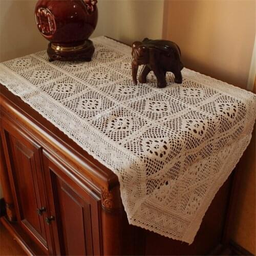 Free Shipping Cotton Crocheted Tablecloth Cup Mat Cover Runner Place Wedding Gift Warm Cover Blanket Antependium