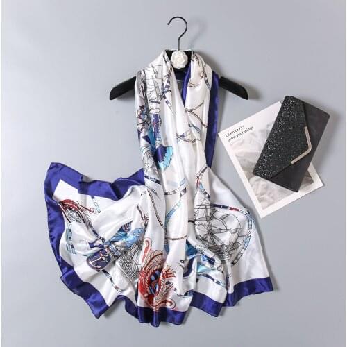 Brand Silk Scarf Women Digital Print Belts Echarpe Foulard Femme Luxury Pashmina Shawls Long Wraps Ladies Fashion Hijab Stole