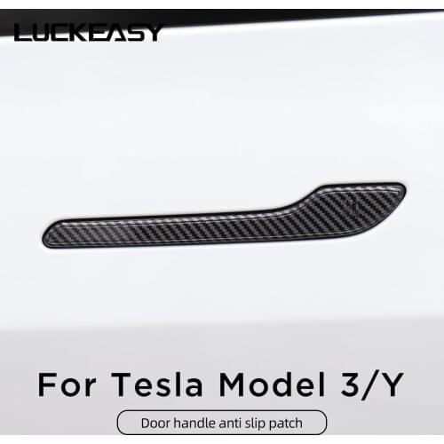 LUCKEASY Car Accessories Exterior Modification Door Handle Trim Strip For Tesla Model 3 Model Y Door Decoration Stickers