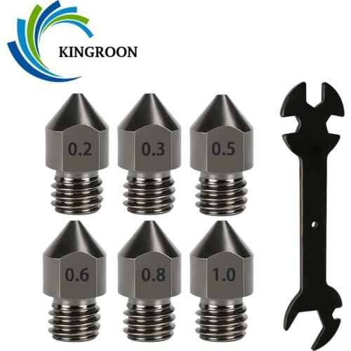 KINGROON 5pcs MK8 Hard Steel Nozzle Extruder Hotend mk8 Nozzles M6 Thread For 1.75mm Filament 3D Printer Parts Ender-3 CR10