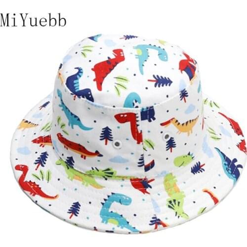 Summer autumn baby Toddler child boys girls High quality cotton Cartoon dinosaur print hat Sun Fishermans Hat mz19