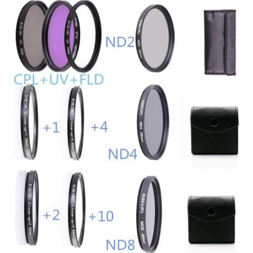 49 52 55 58 62 67 72 77 MM Macro Close-up Filter +1+2+4+10 Set&UV CPL FLD&ND2 4 8 Lens Filter for Canon Sony Camera