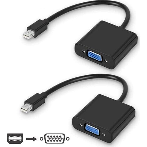 Mini Display Port to VGA Adapter DP to VGA Male to Female Adapter Support 10bit for Computer Desktop Projector HDTV