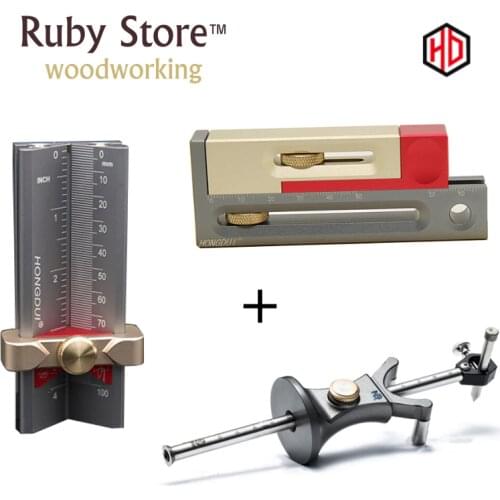 Set of 3 Marking gauge + Depth and Height Gauge + Kerfmaker, HONGDUI, Woodworking