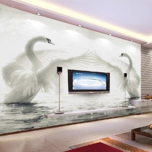 Custom 3D Wall Mural Wallpaper Roll Romantic Swan Living Room Bedroom TV Background Home Decor Non-woven Wallpaper Wall Painting