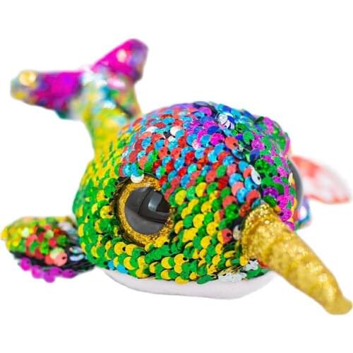 New 6" 15cm Ty Big Eyes Stuffed Beanie Plush Animal Sparkling Calypso Narwhal Collection Doll Boy Girl Birthday Christmas Gift