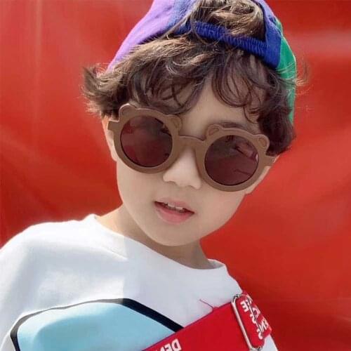 New Cartoon Lovely Kids Sunglasses Bear Shape Frame Girls Children Sun Glasses Round Street Beat Baby Boy Eyeglasses Cute Shades