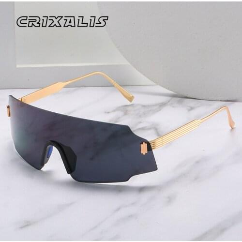 CRIXALIS Rimless Sunglasses Men 2021 Fashion Anti-glare Driving Glasses Male UV400 Transparent Shades For Women zonnebril here