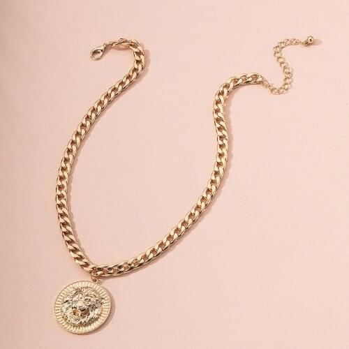 Coin Clavicle Chain Necklace Fashion All-match Lion Head Enamel Glaze Female Necklace For Women Party Jewelry Gift