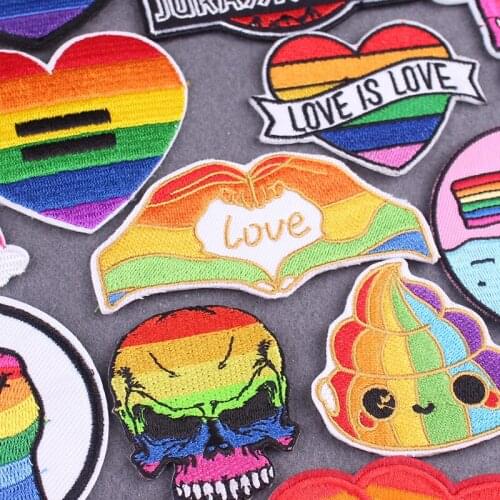 Iron On Patch LGBT Patch Embroidery Patches On Clothes Rainbow Flag Badges On BackPack Gay Pride Patches For Clothing Stripes