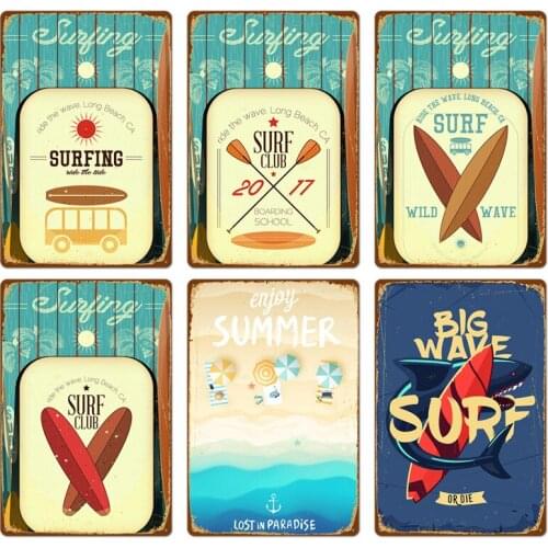Beach Holiday Seaside Tin Sign Plaque Metal Vintage Summer Metal Wall Plaque Home Decor Bar Pub Cafe Decorative Plate Painting