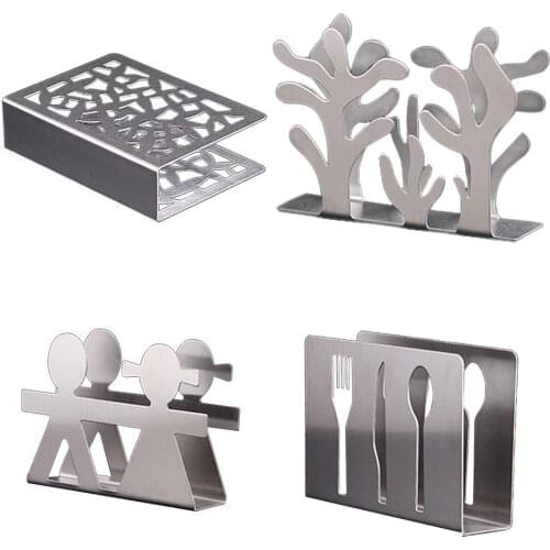 Hollow-Out Stainless Steel Napkin Rack Box Tissue Paper Towel Storage Holder Table Decor Kitchen Restaurant Paper Storage Rack