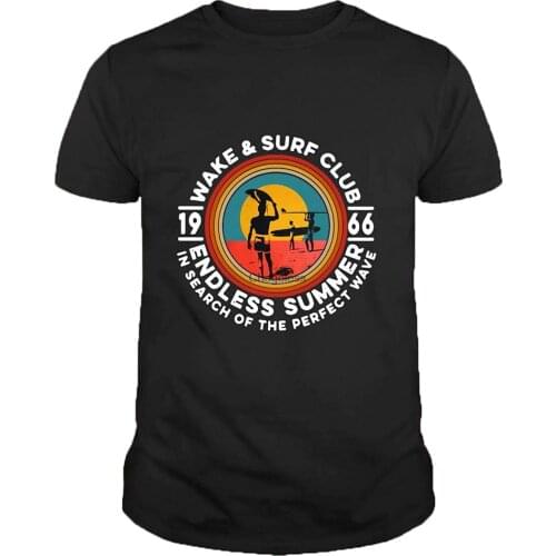 Wake and surf Club 1966 Endless Summer in Search of The Perfect Wave Vintage tee Shirt Black