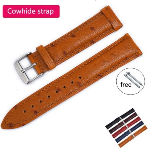 18MM 19 20 21 22MM Straps Quick Relase Band For Samsung Watch S4 S3 Strap For Huawei Watch gt2 ostrich patter Cowhide Wristband