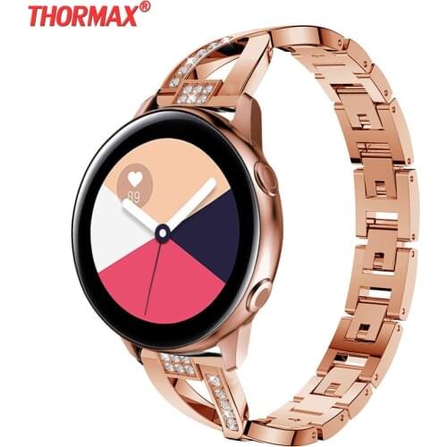 For Samsung Galaxy Watch Active Band 40mm SM-R500 Diamond Metal Bracelet for Galaxy Watch 46/42mm Women Ladies Wrist Strap