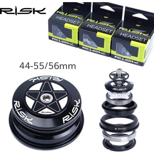 RISK Road Bike MTB Bicycle Headset 44-56/44-55 CNC 1 1/8"-1 1/2" 1.5 Tapered Tube fork Straight Tube Al Alloy Double Bearing