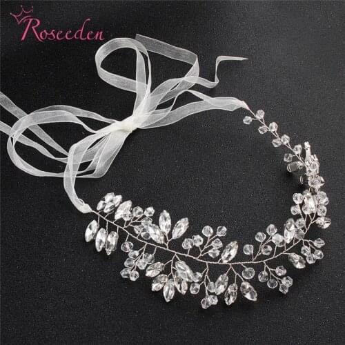 Handmade Rhinestone Wedding Headband Crystal Hairband Flowers For Bridesmaid Headpiece Hair Accessories RE3371