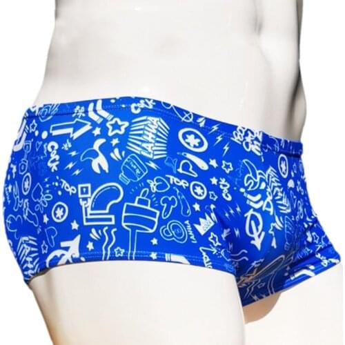 Sexy print tight low waist men boxer swimwear men swim briefs trunk beach shorts board gay bikinis men swimming pool swimsuits