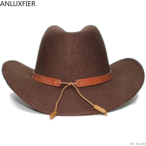 A159 Adult and Kids Wool Fedoras Hats Parent West Cowboy Hat Large Brimmed College Style Bowler Hat Adjustable Size Cowboy Caps