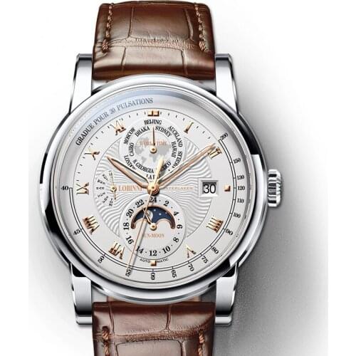 Switzerland men wrist watch,mens automatic watches LOBINNI dress luxury man mechanical wristwatches waterproof sapphire clock