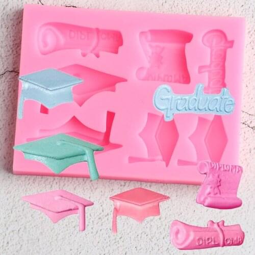 Sugarcraft Graduation Silicone Mold Cupcake Topper Fondant Molds DIY Party Cake Decorating Tools Candy Chocolate Gumpaste Mould