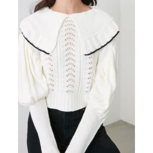 Womens winter vintage sweater lace detailed soft warm sweater fashion tailored chic collar detailed sexy cardigan cream pink