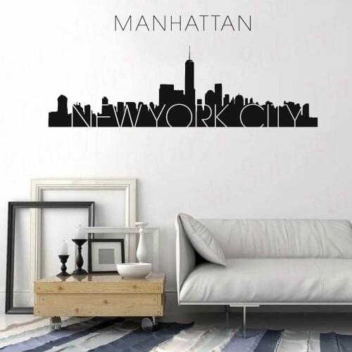 New York City Skyline Silhouette Pattern Wall Decal Custom Vinyl Home Decor For Living Room Art Plane Wall Stickers WL1615