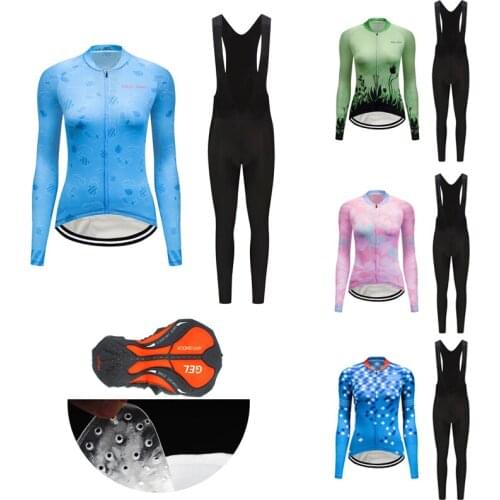 Lycra Long Sleeve Women Cycling Clothing 2021 Fashion Fall Bicycle Clothes MTB Suit Female Road Bike Jersey Set Uniform Kit Wear