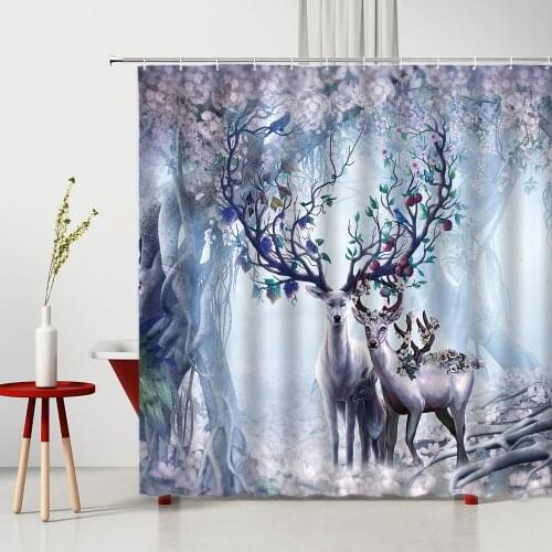Animal Shower Curtains, Gentle Deer, 100% Waterproof Polyester Fabric, Shower Curtains, Bathroom Furniture Supplies