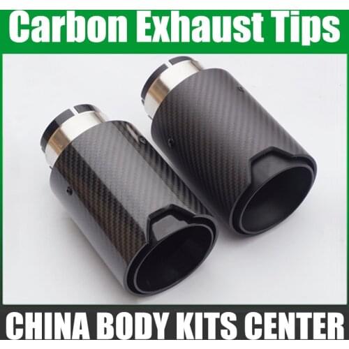 1 Piece Universal M LOGO Black Coated Carbon Fiber Exhaust tips For M Performance exhaust pipe Muffler tips