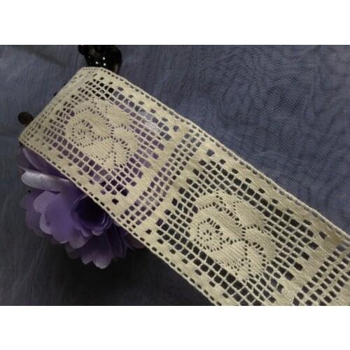 100% Cotton 4.8cm Rose lace trimmings,beige color,garment accessories lace trim,XERY02068p