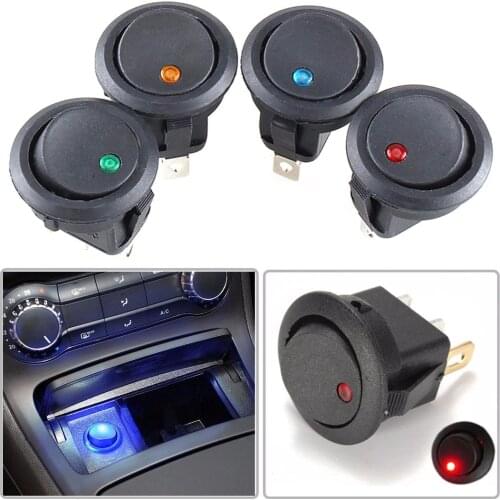 20Pcs Pushbutton Switch ON/OFF Round Rocker Switch LED Illuminated Car Dashboard Dash Boat Van 12V Waterproof Cap