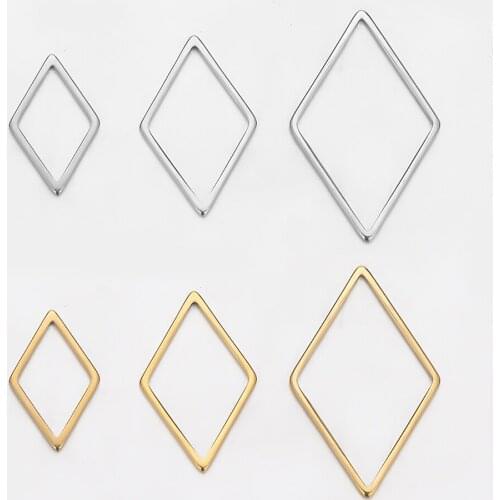 20pcs Gold Stainless Steel Rhombus Charms Necklace Bracelet Connector Pendants Earring Findings for DIY Jewelry Gifts Making