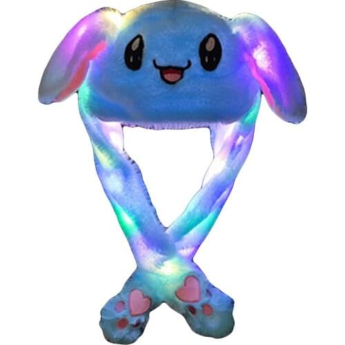 2021 Fashion Cute Women Plush Rabbit Caps Pinching Bunny Ear Hat Ladies Can Move Lighted Caps Toy Gift for Girls кепка женская