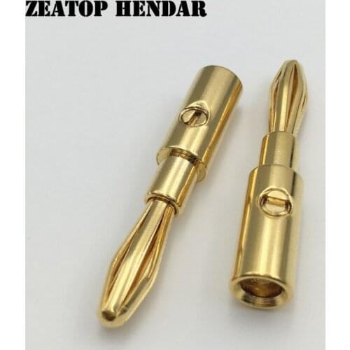 500Pcs Brass Metal Gilded 4mm Banana Male Plug AV Audio Vedio Adapter Connector for Binding Post Amplifiers Speaker