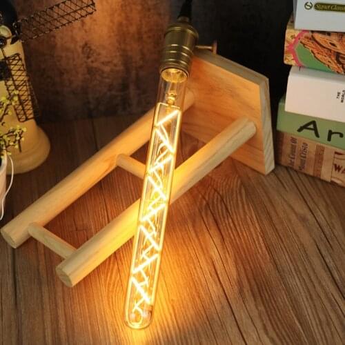 6W Retro T28 LED Tubular Filament Edison Bulb 2700K Super Warm E27 Base 220-240V 300mm Long Retro LED Lamp Z-shaped Filament