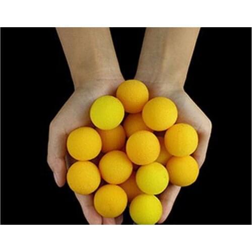 Free shipping 50pcs 3.5cm Super Soft Yellow Sponge Ball Magic Tricks Appearing/Vanishing Balls Magic Stage Street Illusions