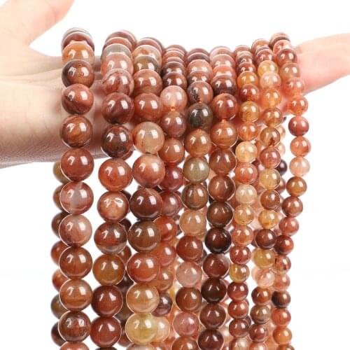 Natural Stone Beads Red Quartz Crystals Round Loose Spacer Bead For Jewelry Making Bracelets DIY Necklace Strand 4/6/8/10/12MM