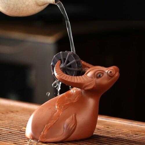 Purple Sand Tea Pet Flowing Water Ornaments Handmade Boutique Cattle Can Raise Tea Play Tea Ceremony Tea Set Accessories