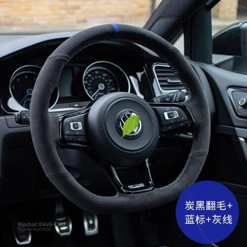 Steering wheel cover Suede leather For VW Lamando Bora Sagitar Magotan Passat CC Lavida Tiguan polo Golf Suture Grip Auto parts
