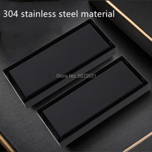 Black 304 stainless steel floor drain rectangular floor drain extended invisible floor drain shower room odor proof floor drain