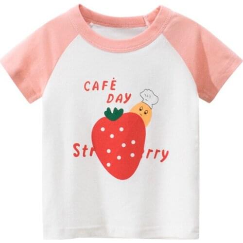 New short-sleeved strawberry T-shirt for children in summer of 2021
