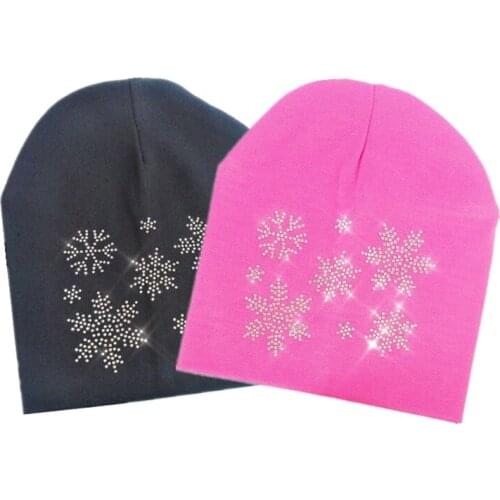 Childrens Autumn snowflake diamond Baby girl Hat Boy Cap Kids cotton Beanie bonnet Children baby cap for boy toddler hat