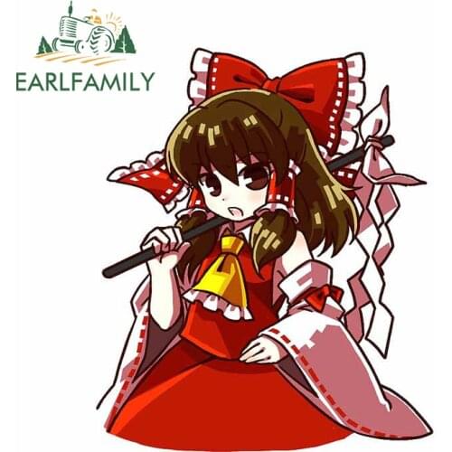 EARLFAMILY 13cm x 11cm for Reimu Touhou Vinyl Car Stickers Scratch-proof Waterproof Decoration Camper Snowboard Vehicle Decal